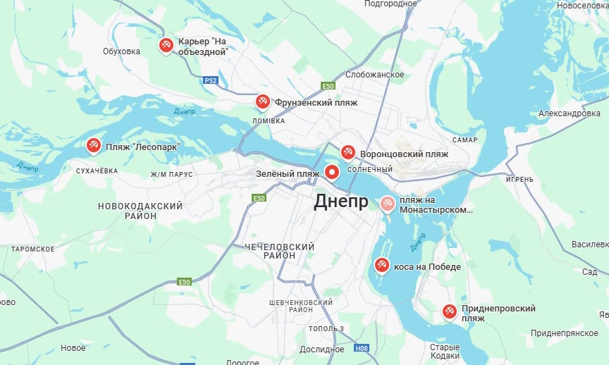 Пляжі Дніпра