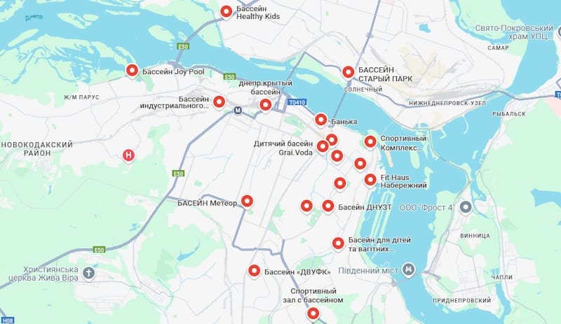 Крытые бассейны в Днепре