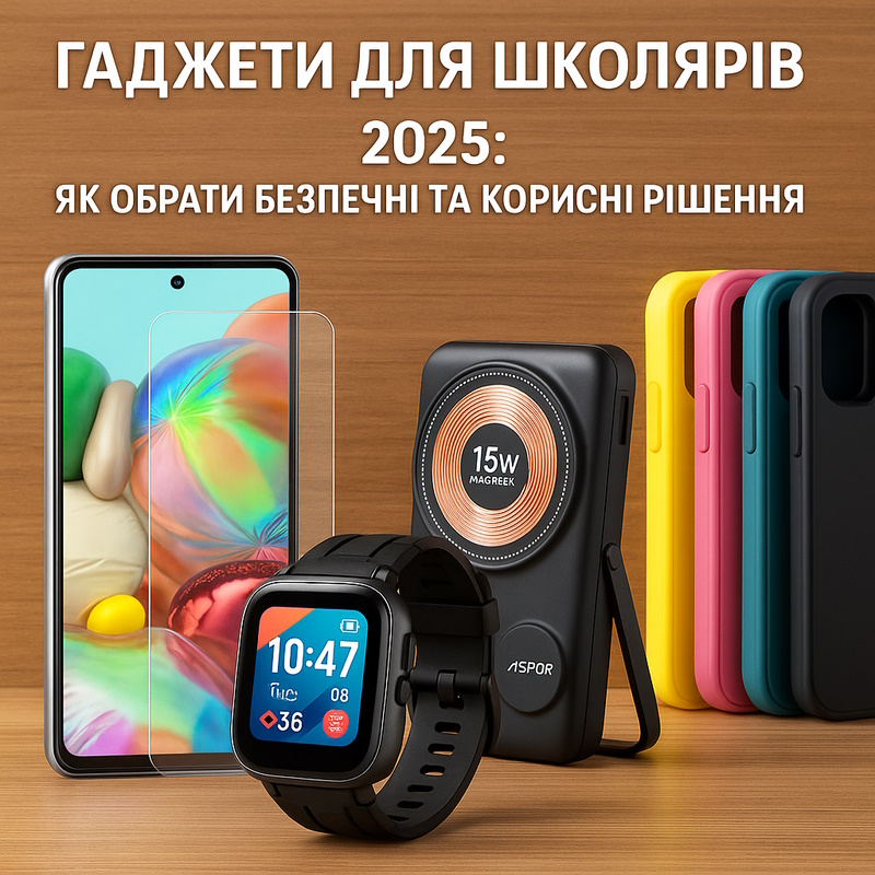 павербанк, чохли для телефону, захисне скло для смартфона, смартгодинник