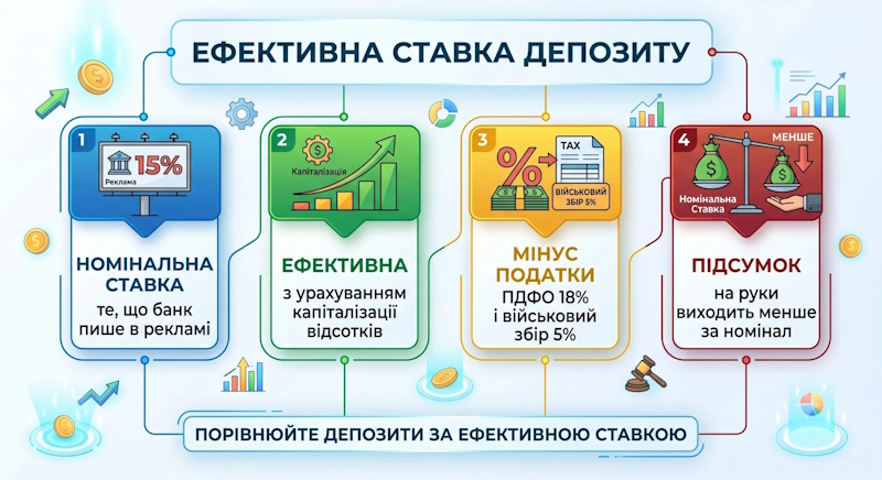 Ефективна ставка депозиту: чому реальний дохід відрізняється від обіцяного